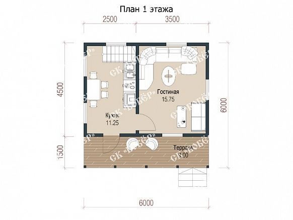 Маленький дом из бруса 6х6. фото
